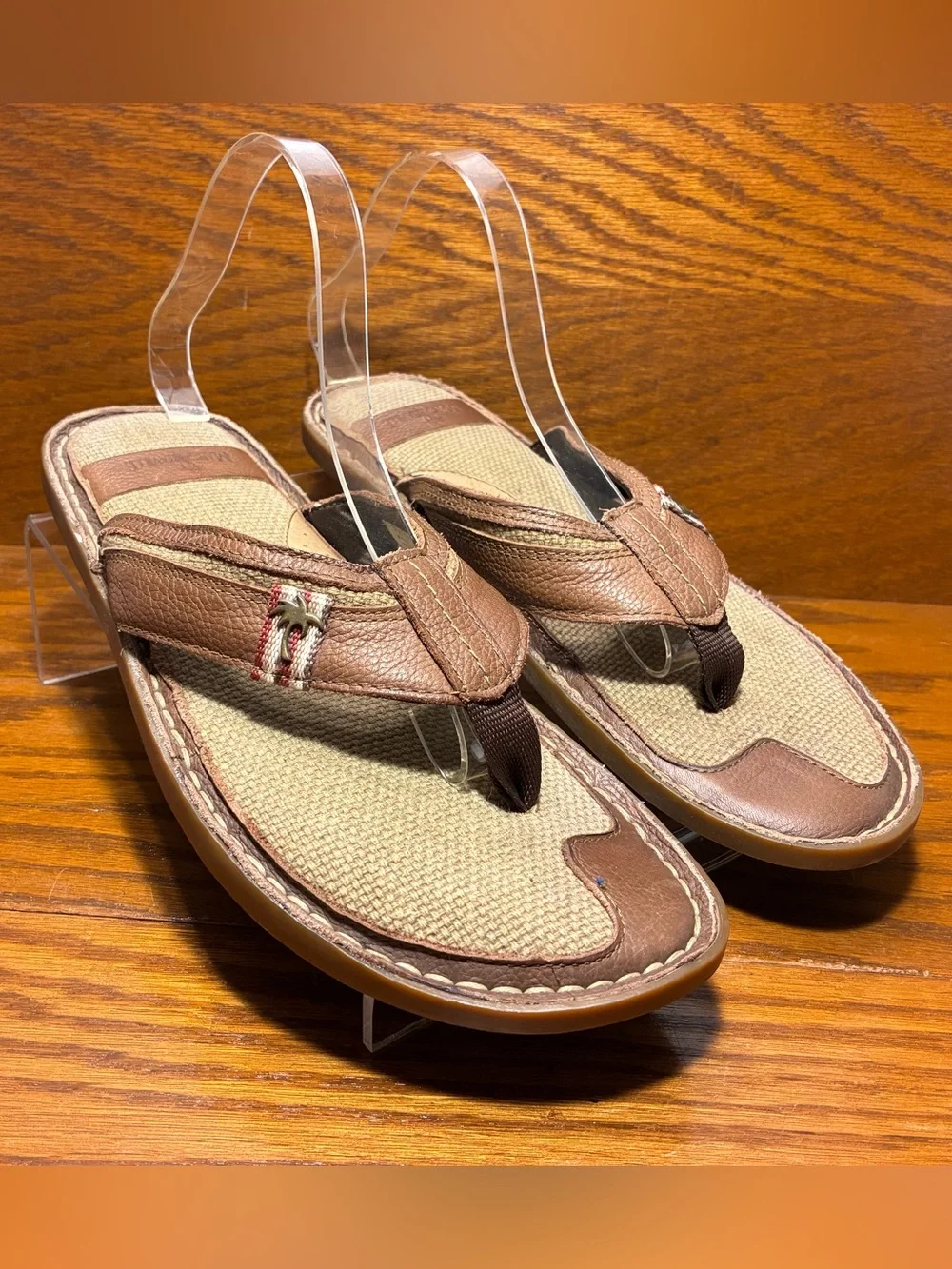 Margaritaville Brown Leather Flip Flop Sandals Jimmy Buffett Men’s 11